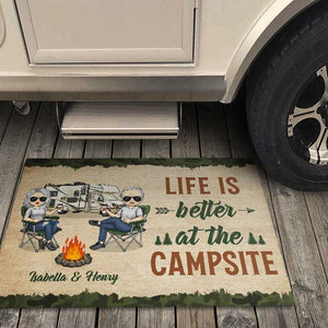 Making Memories One Campsite At A Time - Couple Personalized Custom Decorative Mat - Gift For Husband Wife, Anniversary, Camping Lovers