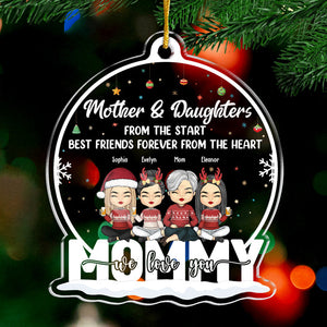 Mother & Daughters Best Friends Forever From The Heart - Family Personalized Custom Ornament - Acrylic Snow Globe Shaped - Christmas Gift For Daughter From Mother