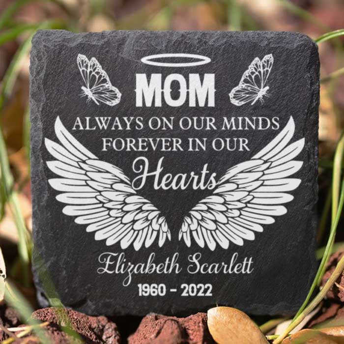 Dad & Mom, Always On Our Minds, Forever In Our Hearts - Personalized Memorial Stone, Human Grave Marker - Memorial Gift, Sympathy Gift