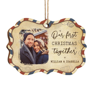 Our First Christmas Together - Personalized Custom Benelux Shaped Wood Photo Christmas Ornament - Upload Image, Gift For Couple, Husband Wife, Anniversary, Engagement, Wedding, Marriage Gift, Christmas Gift