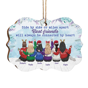 Best Friends Will Always Be Connected By Heart - Personalized Custom Benelux Shaped Wood Christmas Ornament - Gift For Bestie, Best Friend, Sister, Birthday Gift For Bestie And Friend, Christmas Gift