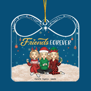 Besties Forever Always Together - Bestie Personalized Custom Ornament - Acrylic Gift Box Shaped - Christmas Gift For Best Friends, BFF, Sisters