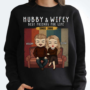 Hubby & Wifey, Best Friends For Life - Personalized Unisex T-Shirt, Hoodie, Sweatshirt - Gift For Couple, Husband Wife, Anniversary, Engagement, Wedding, Marriage Gift