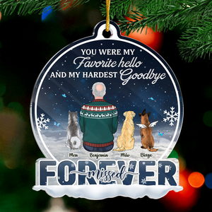 No Longer By My Side But Forever In My Heart - Memorial Personalized Custom Ornament - Acrylic Snow Globe Shaped - Sympathy Gift, Christmas Gift For Pet Owners, Pet Lovers