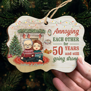 Annoying Each Other But Still Going Strong - Personalized Custom Benelux Shaped Wood Christmas Ornament - Gift For Couple, Husband Wife, Anniversary, Engagement, Wedding, Marriage Gift, Christmas Gift