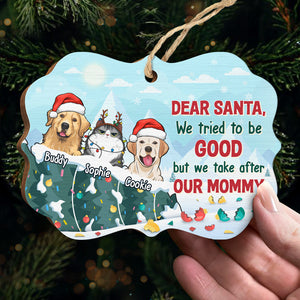 On The Naughty List & Regret Nothing - Dog & Cat Personalized Custom Ornament - Wood Benelux Shaped - Christmas Gift For Pet Owners, Pet Lovers