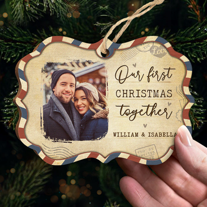 Notre premier Noël ensemble - Décoration de Noël personnalisée en bois avec photo en forme de Benelux - Télécharger une image, cadeau pour couple, mari et femme, anniversaire, fiançailles, mariage, cadeau de mariage, cadeau de Noël