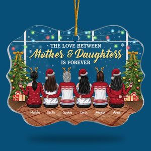 The Love Between Mother & Daughters Knows No Distance - Personalized Custom Benelux Shaped Acrylic Christmas Ornament - Gift For Family, Christmas Gift