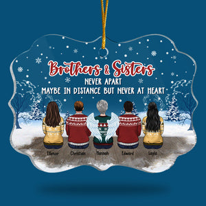 Brothers & Sisters Never Apart - Personalized Custom Benelux Shaped Acrylic Christmas Ornament - Gift For Siblings, Christmas Gift