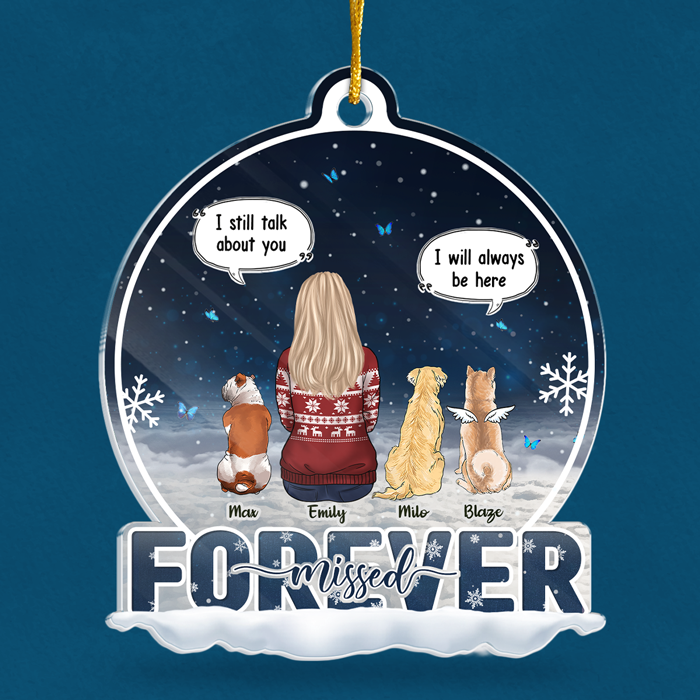 I Still Talk About You - Memorial Personalized Custom Ornament - Acrylic Snow Globe Shaped - Sympathy Gift, Christmas Gift For Pet Owners, Pet Lovers