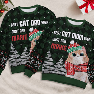 Coolest Cat Dad Cat Mom - Cat Personalized Custom Ugly Sweatshirt - Unisex Wool Jumper - Christmas Gift For Pet Owners, Pet Lovers