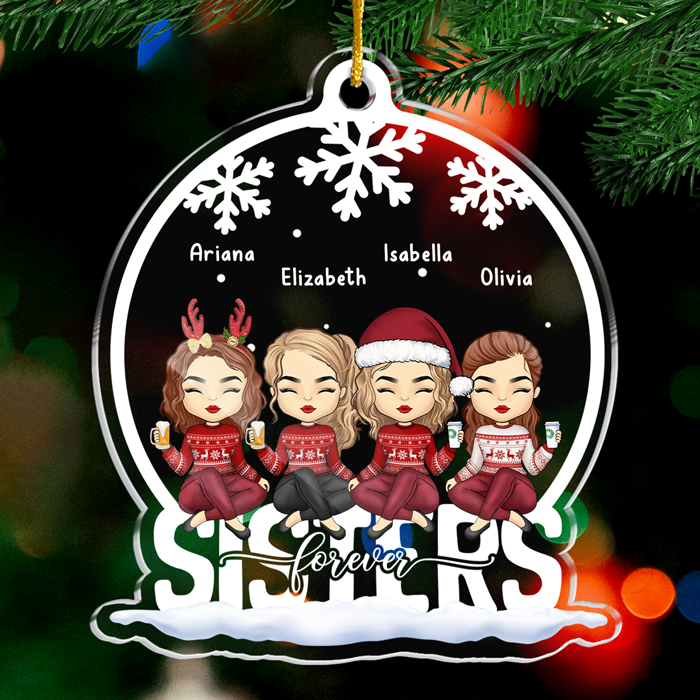 We're Besties Forever - Bestie Personalized Custom Ornament - Acrylic Snow Globe Shaped - New Arrival, Christmas Gift For Best Friends, BFF, Sisters
