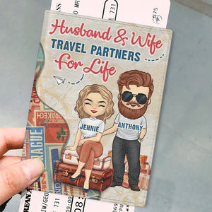 Best Traveled Together - Personalized Passport Cover, Passport Holder - Gift For Couples, Husband Wife