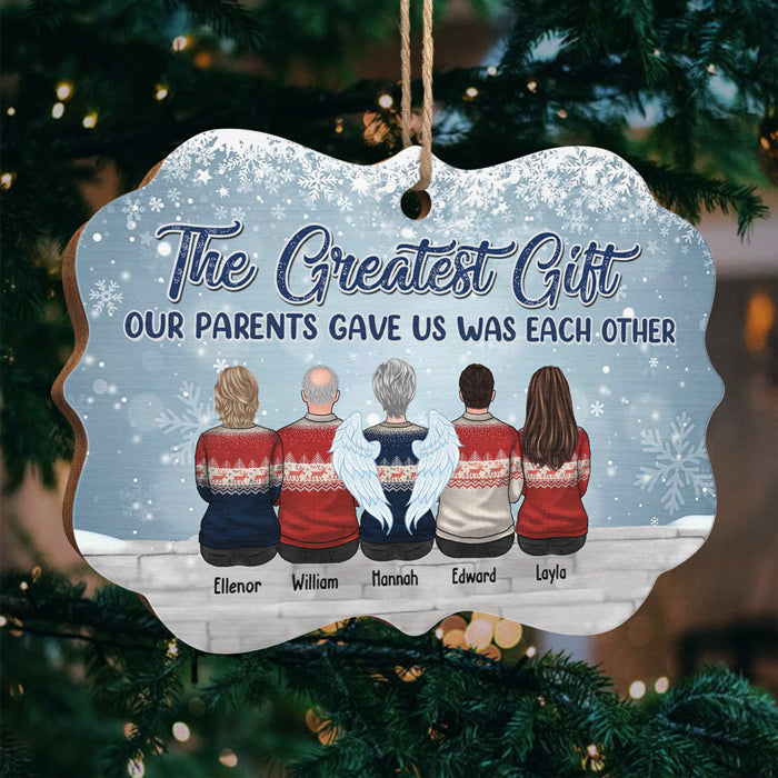 Grateful To Be Blessed With Such A Wonderful Family - Family Personalized Custom Benelux Shaped Wood, Acrylic Christmas Ornament - Christmas Gift For Siblings