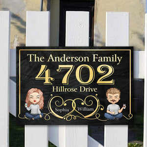 Couple Metal House Address Sign - Gift For Couples, Husband Wife, Personalized Metal Sign