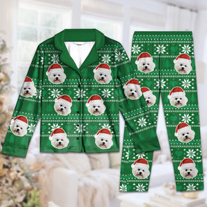 Christmas Is Coming Aztec Pattern - Dog & Cat Personalized Custom Face Photo Pajamas - Upload Image, Christmas Gift For Pet Owners, Pet Lovers