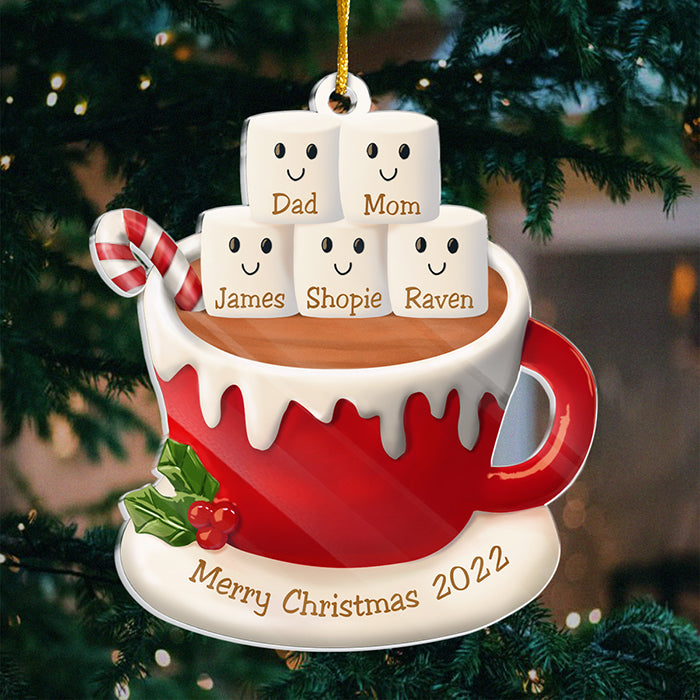 Hot Cocoa And Marshmallows - Personalized Custom Acrylic Shaped Christmas Ornament - Gift For Family, Christmas Gift