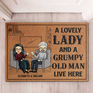 A Lovely Lady & A Grumpy Old Man - Personalized Decorative Mat - Gift For Couples, Husband Wife