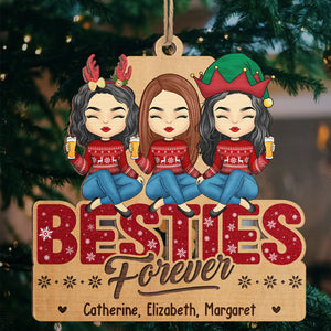 Bestie Forever - Bestie Personalized Custom Ornament - Wood Unique Shaped - Christmas Gift For Best Friends, BFF, Sisters