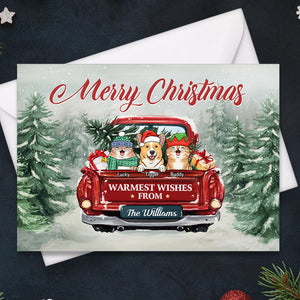 Merry Christmas Warmest Wishes From Family - Dog & Cat Personalized Custom Postcard, Greeting Cards - Christmas Gift For Pet Owners, Pet Lovers