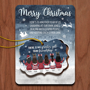 There's No Greater Gift Than Friendship - Personalized Aluminum Ornament -  Family Sitting