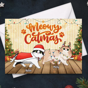 Meowy Catmas - Cat Personalized Custom Postcard, Greeting Cards - Christmas Gift For Pet Owners, Pet Lovers