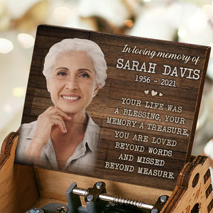 Your Life Was A Blessing - Personalized Music Box - Upload Image, Memorial Gift, Sympathy Gift