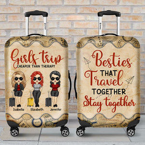 Besties That Travel Together Stay Together - Gift For Bestie - Personalized Luggage Cover