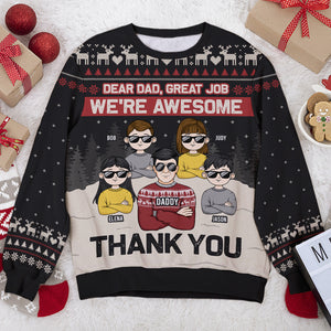 Dear Dad Great Job Thank You - Personalized Custom Unisex Ugly Christmas Sweatshirt, Wool Sweatshirt, All-Over-Print Sweatshirt -  Gift For Dad, Christmas Gift
