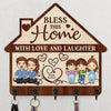 Bless This Home With Joy - Personalized Key Hanger, Key Holder - Gift For Couple, Husband Wife, Anniversary, Engagement, Wedding, Marriage Gift