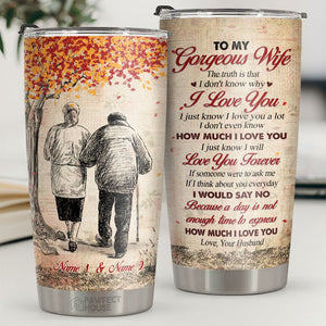 I Don't Know Why I Love You, I Just Know I Love You A Lot - Personalized Tumbler - To My Wife, Gift For Wife, Anniversary, Engagement, Wedding, Marriage Gift