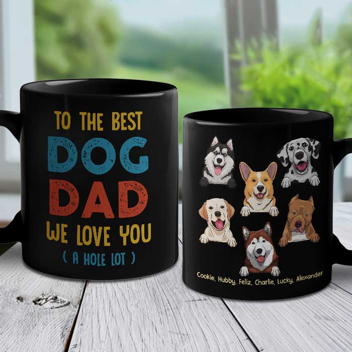 To The Best Dog Dad Personalized Black Mug Gift For Dad