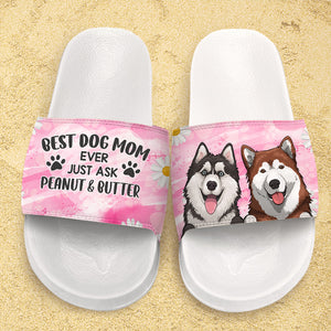 Best Dog Dad Ever - Personalized Slide Sandals, Slippers - Gift For Pet Lovers