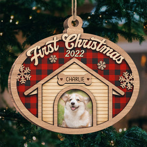 First Christmas Together - Personalized Custom Bauble Shaped Wood Photo Christmas Ornament - Upload Image, Gift For Pet Lovers, Christmas Gift