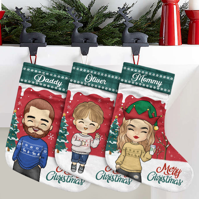 La joie de Noël se partage en famille - Chaussette de Noël personnalisée - Cadeau pour la famille, cadeau de Noël