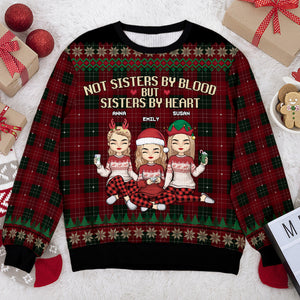 Sisters By Heart - Bestie Personalized Custom Ugly Sweatshirt - Unisex Wool Jumper - Christmas Gift For Best Friends, BFF, Sisters