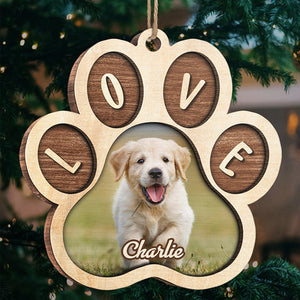 Love My Fur Baby - Personalized Custom Round Shaped Wood Photo Christmas Ornament - Upload Image, Gift For Pet Lovers, Christmas Gift