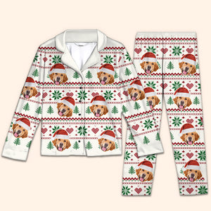 Christmas Is Coming Aztec Pattern - Dog & Cat Personalized Custom Face Photo Pajamas - Upload Image, Christmas Gift For Pet Owners, Pet Lovers