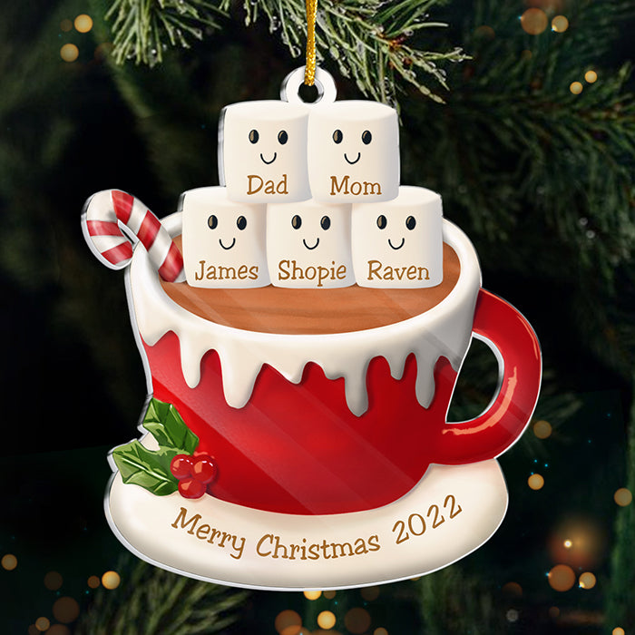 Hot Cocoa And Marshmallows - Personalized Custom Acrylic Shaped Christmas Ornament - Gift For Family, Christmas Gift