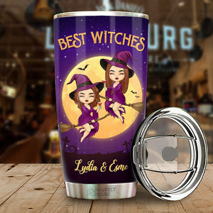 Best Witches, Classy Sassy And A Bit Smart Assy - Personalized Witch Tumbler - Gift For Witches, Bestie, Best Friend, Sister, Birthday Gift For Bestie And Friend, Halloween Gift