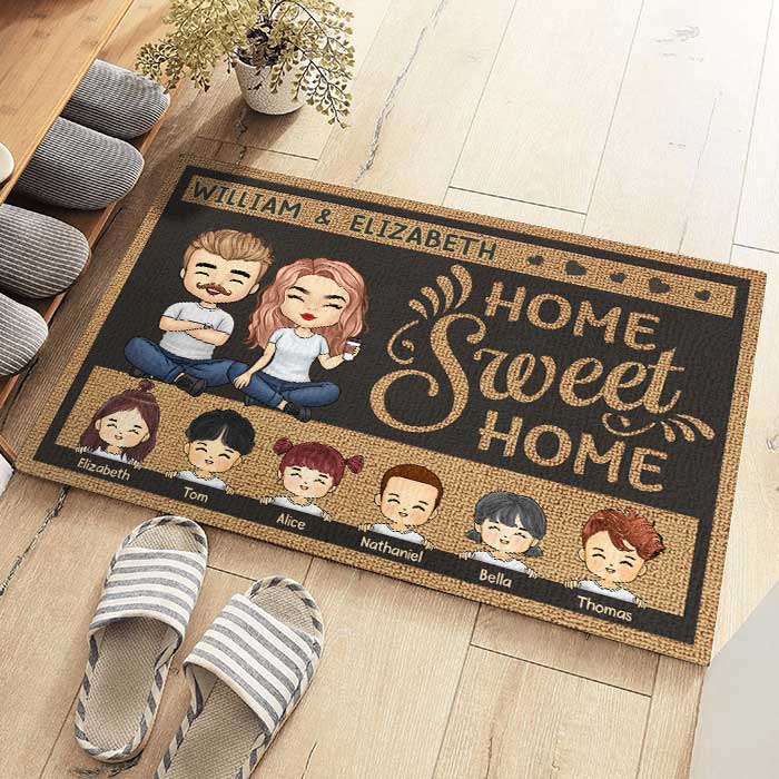 Our Home Sweet Home - Personalized Decorative Mat - Gift For Couples, Husband Wife