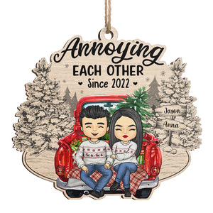 Annoying Each Other For Years - Couple Personalized Custom Ornament - Wood Unique Shaped - Christmas Gift For Husband Wife, Anniversary