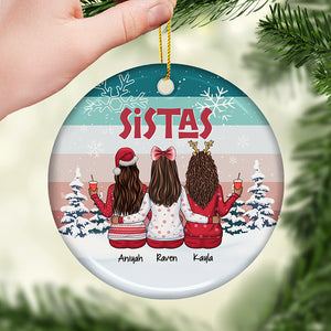 More Than Best Friends Sistas At Heart - Personalized Custom Round Shaped Ceramic Christmas Ornament - Gift For Bestie, Best Friend, Sister, Birthday Gift For Bestie And Friend, Christmas Gift