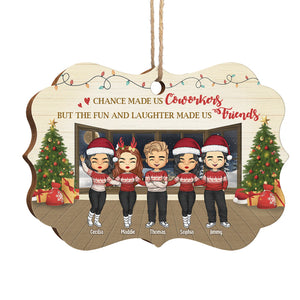 The Fun And Laughter Made Us Friends - Personalized Custom Benelux Shaped Wood Christmas Ornament - Coworker, Office, Employee Appreciation, Farewell Gift, Work Friend, Colleagues Friendship