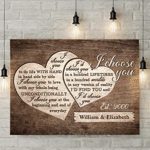 I'd Find You & I'd Choose You - Personalized Horizontal Canvas - Gift For Couples, Husband Wife