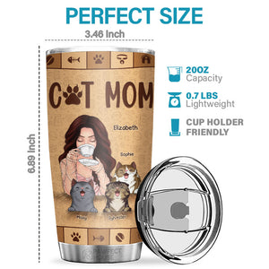 Cat Mom, Coffee & Cats Make The World Go Round - Personalized Tumbler - Gift For Cat Lovers, Cat Owners, Cat Gift, Gift For Pet Lovers