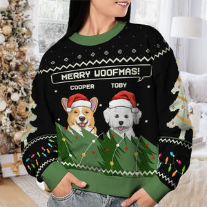 Merry Woofmas - Dog Personalized Custom Ugly Sweatshirt - Unisex Wool Jumper - Christmas Gift For Pet Owners, Pet Lovers