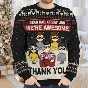 Dear Dad Great Job Thank You - Personalized Custom Unisex Ugly Christmas Sweatshirt, Wool Sweatshirt, All-Over-Print Sweatshirt -  Gift For Dad, Christmas Gift