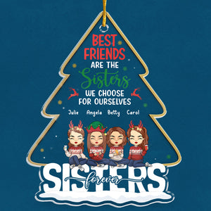 No Greater Gift Than Sisters - Bestie Personalized Custom Ornament - Acrylic Christmas Tree Shaped - Christmas Gift For Best Friends, BFF, Sisters