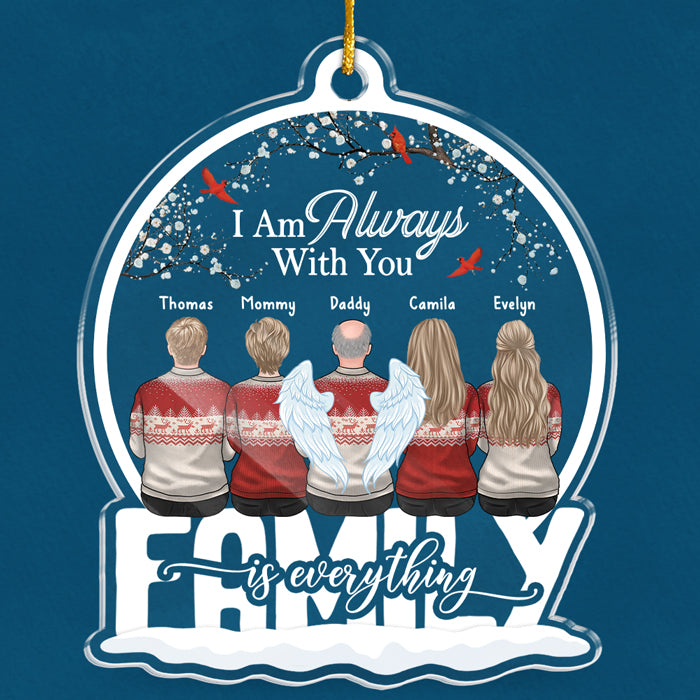 There's A Little Bit Of Heaven In Our Home - Memorial Personalized Custom Ornament - Acrylic Snow Globe Shaped - Sympathy Gift, Christmas Gift For Family Members